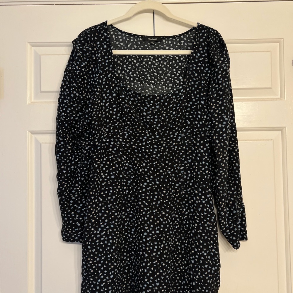 Madewell Seamed Long-Sleeve Mini Dress in Ditsy Floral